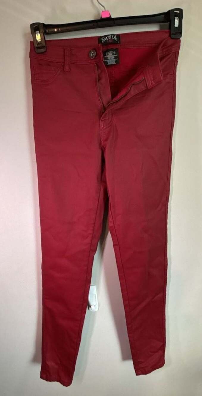 Swank Red Coated Skinny Jeans